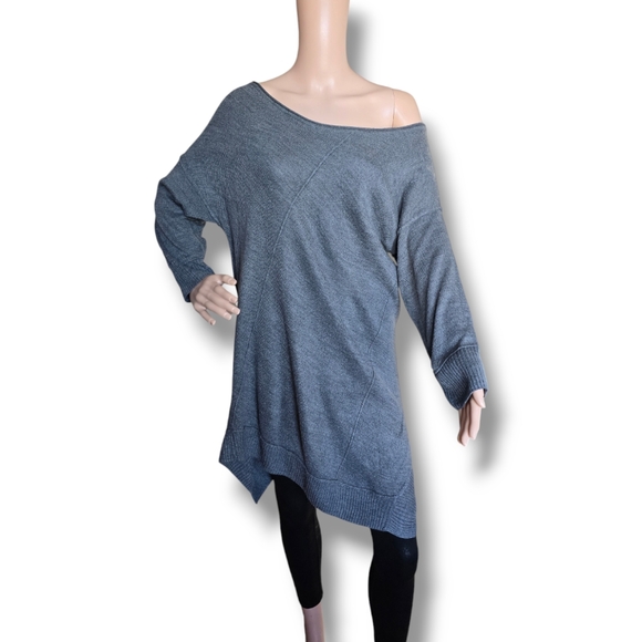 89th & MADISON Women's Gray Asymmetric One-Shoulder Knit Sweater - Picture 2 of 16